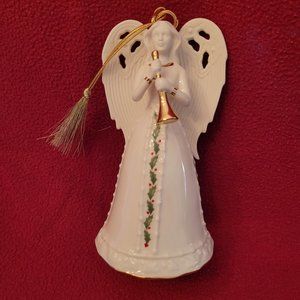 Lenox Holiday Angel Bell with Trumpet Porcelain Ornament Holiday